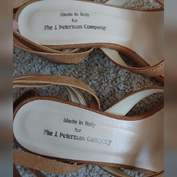 J Peterman brown Sienna Kid Elegant Tan Strappy Sandals size 37 - Picture 8 of 12